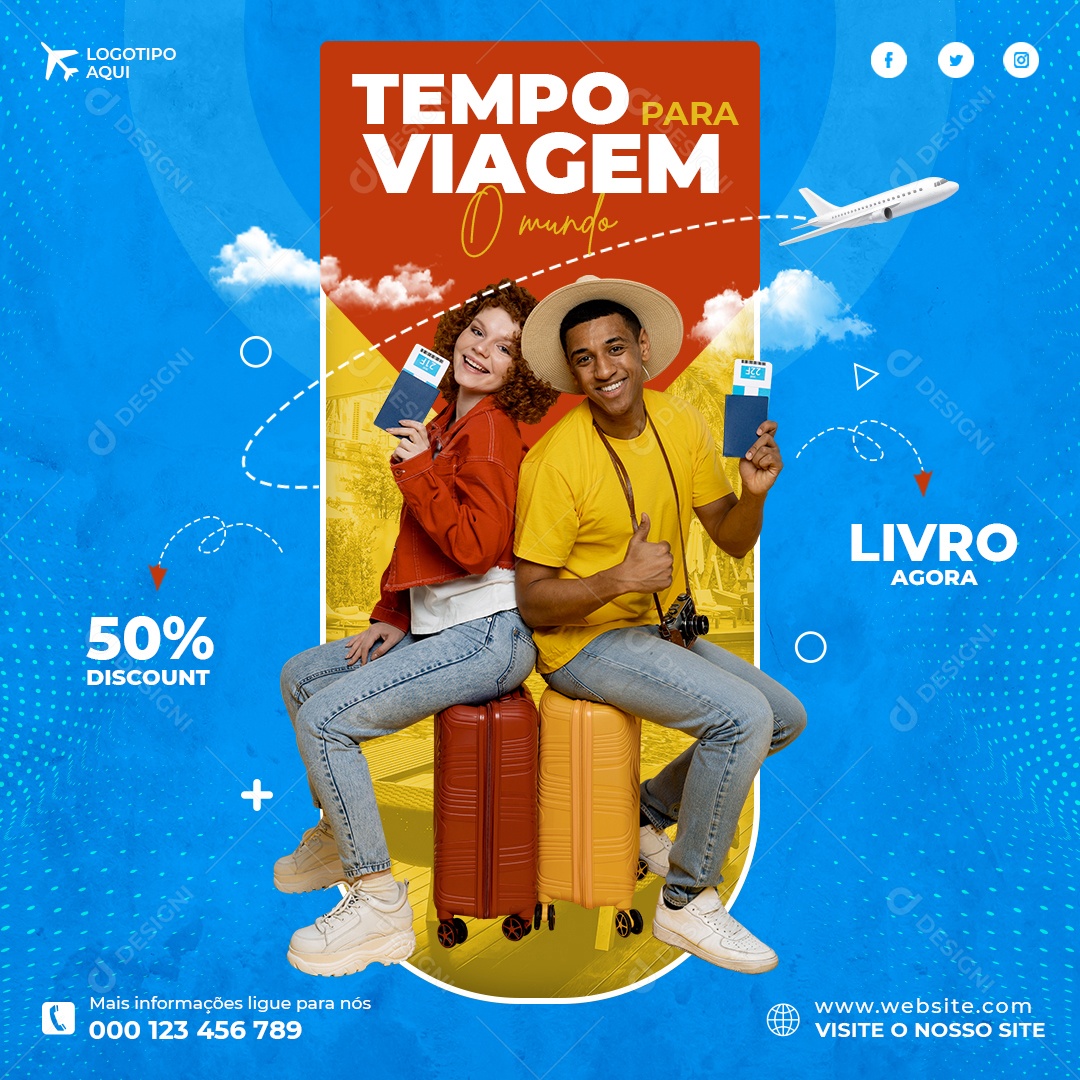 Social Media Turismo Tempo Para Viagem PSD Editável