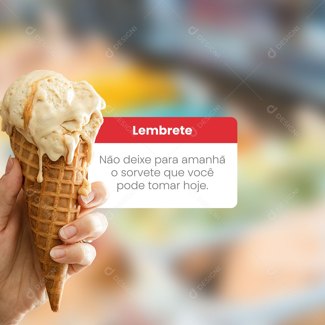 Lembrete Sorveteria Sorvete Social Media PSD Editável