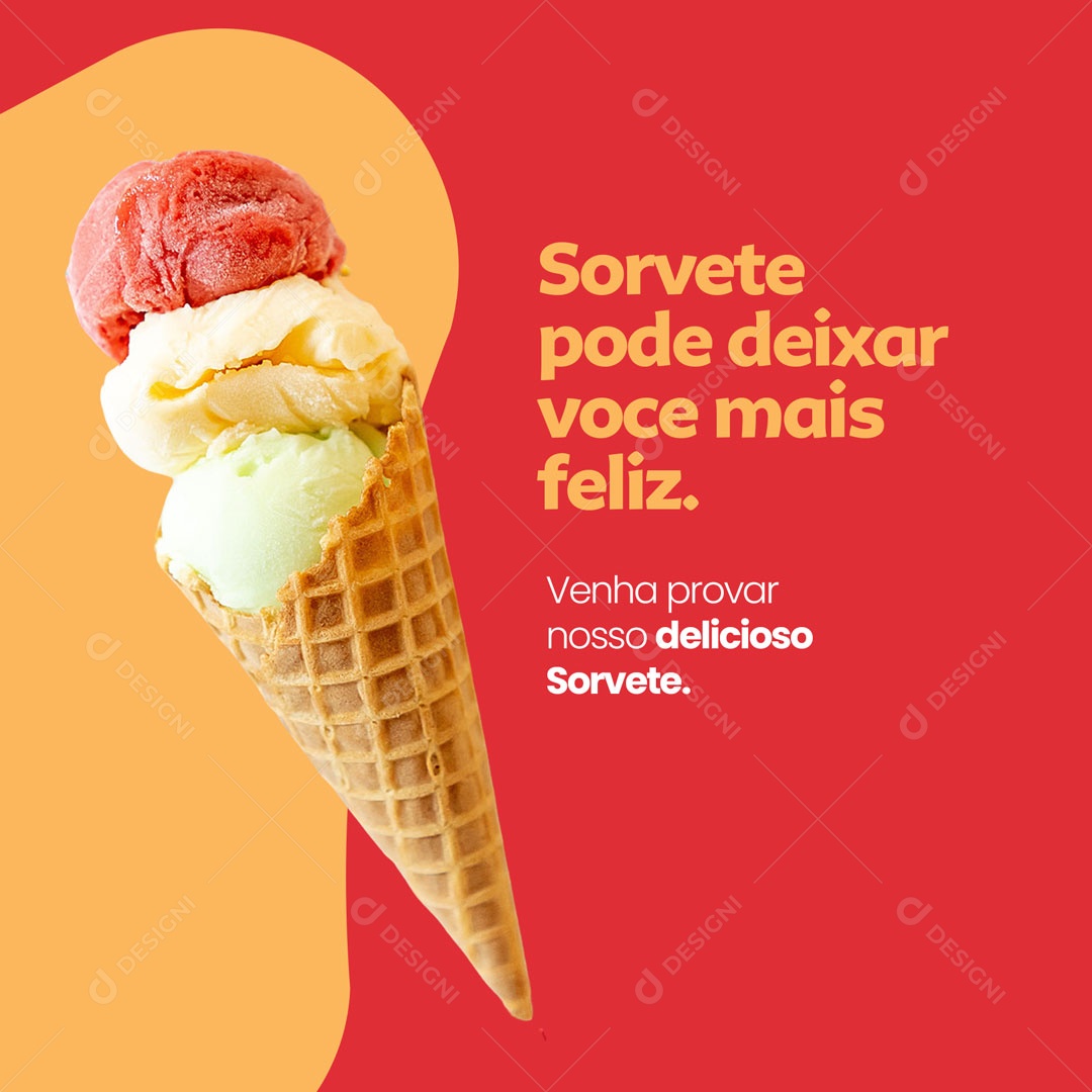 Social Media Sorvete pode deixar você mais Feliz Sorveteria PSD Editável
