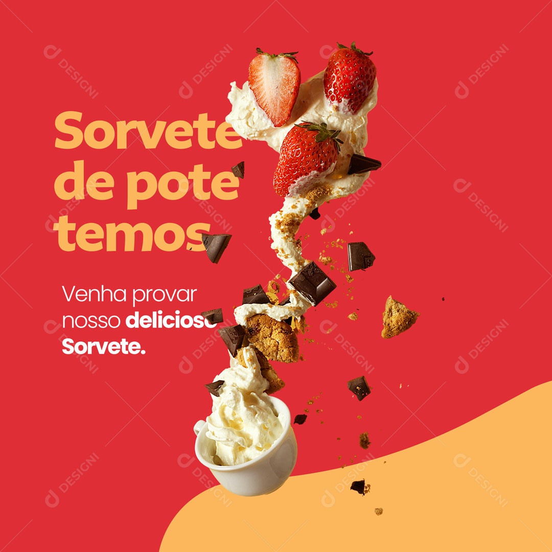 Social Media Sorveteria Sorvete de Pote PSD Editável