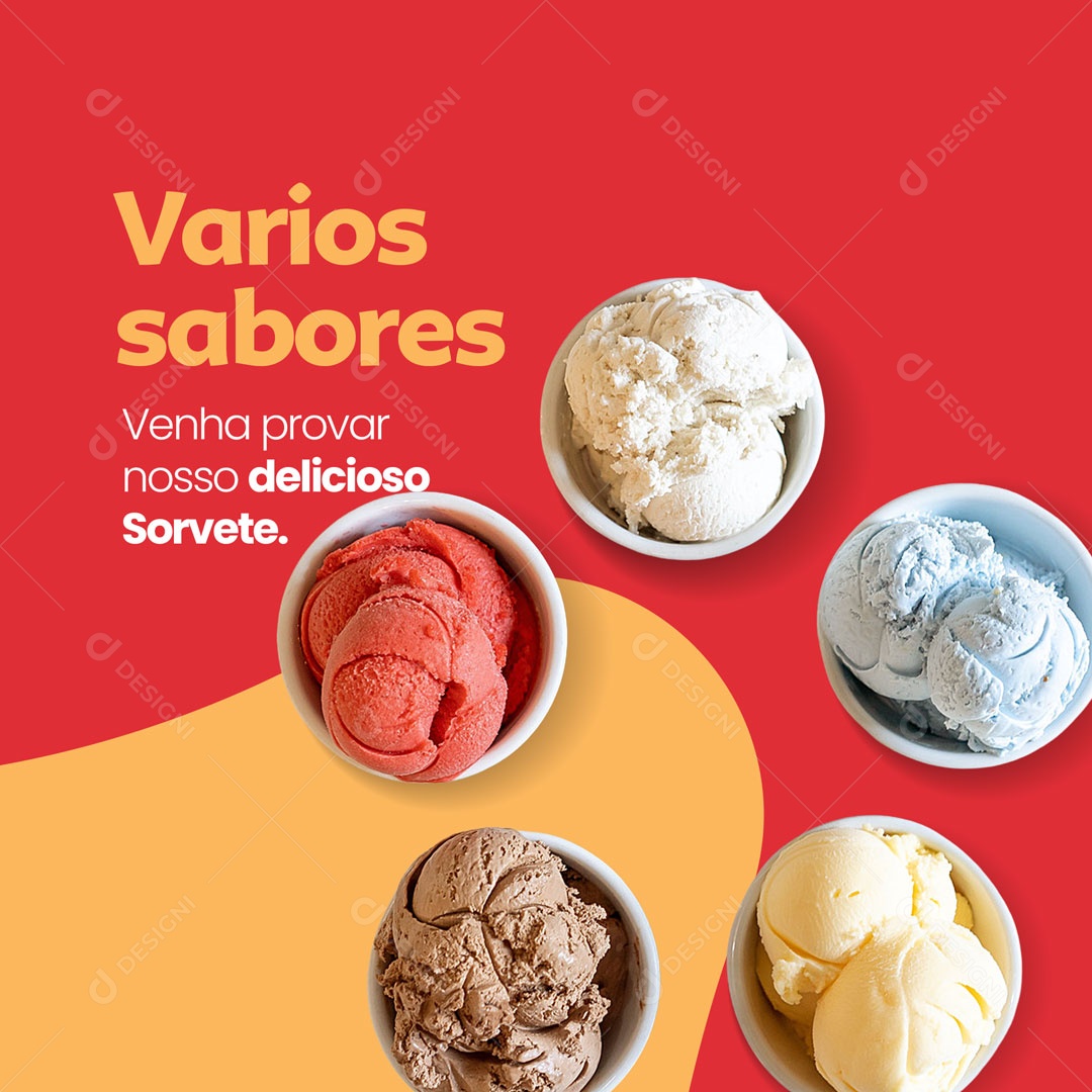 Social Media Venha Provar nosso Delicio Sorvete Sorveteria PSD Editável