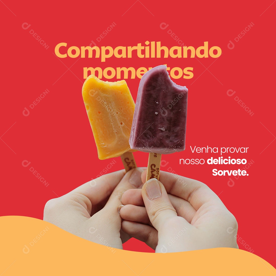 Social Media Sorveteria Venha Provar nosso Delicioso Sorvete PSD Editável