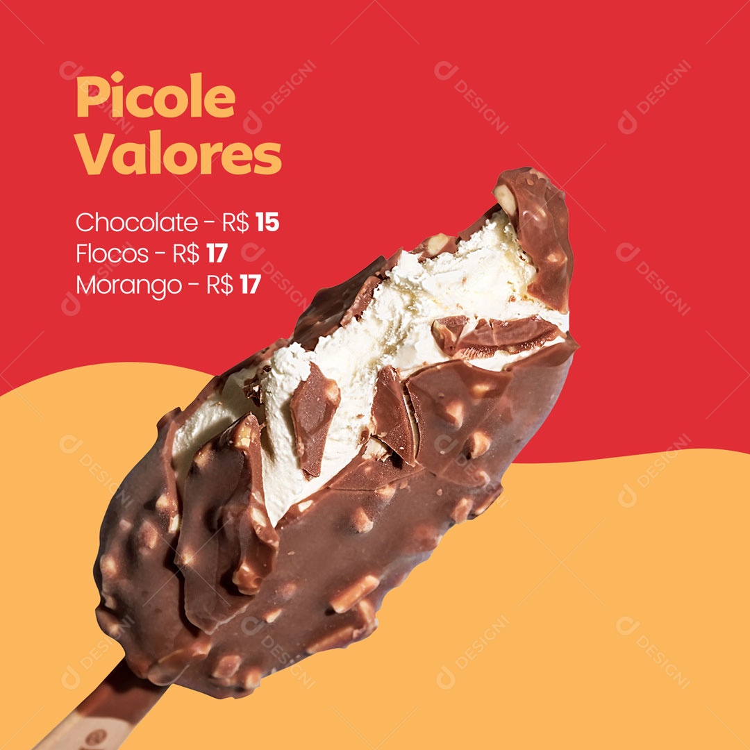 Social Media Sorveteria Sorvete Picolé Valores PSD Editável