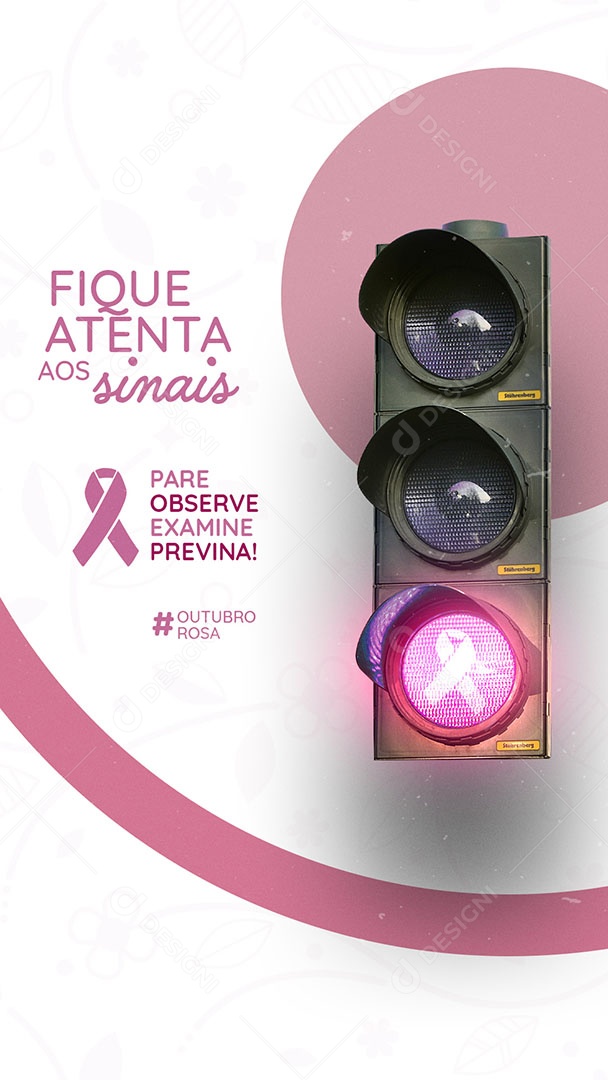 Story Fique Atenta aos Sinas Outubro Rosa Mês de Prevenção ao Câncer de Mama Social Media PSD Editável