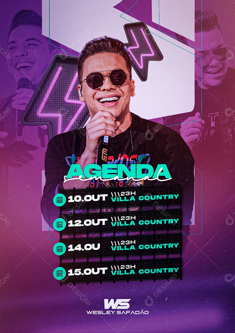 Agenda Semanal Wesley Safadão Flyer Social Media PSD Editável