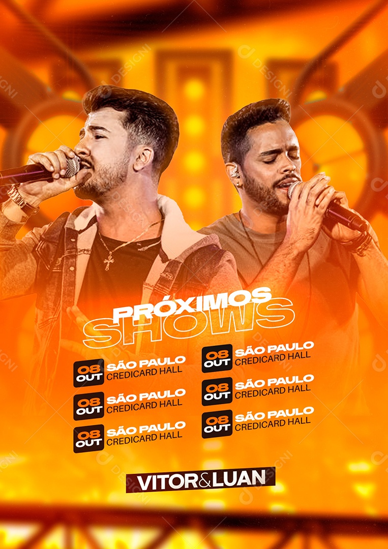 Próximos Shows Vitor e Luan Flyer Social Media PSD Editável
