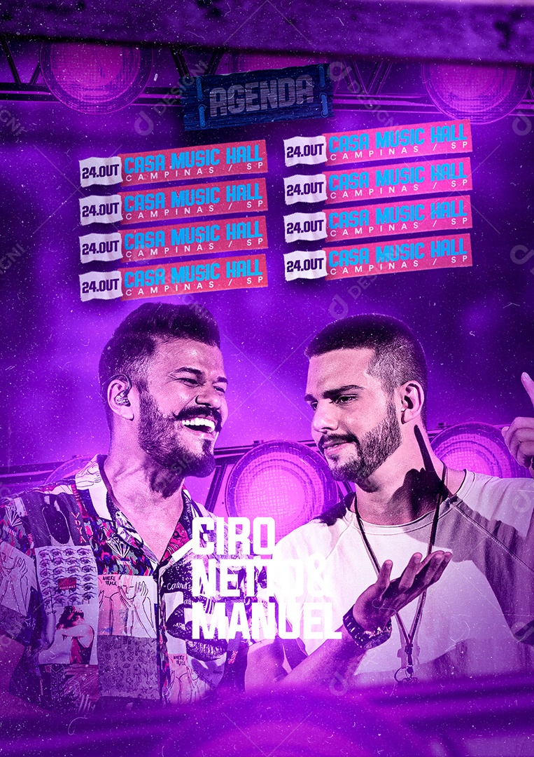 Agenda Ciro Netto e Manuel Flyer Social Media PSD Editável