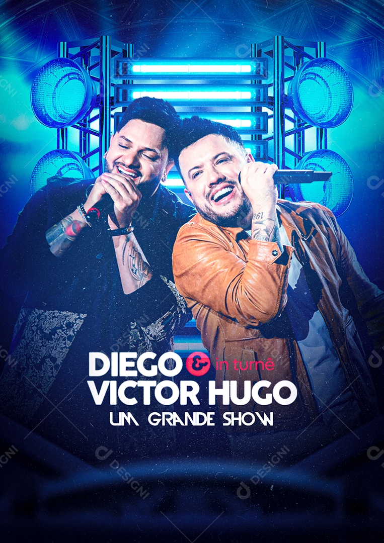Um Grande Show Diego e Victor Hugo Flyer Social Media PSD Editável