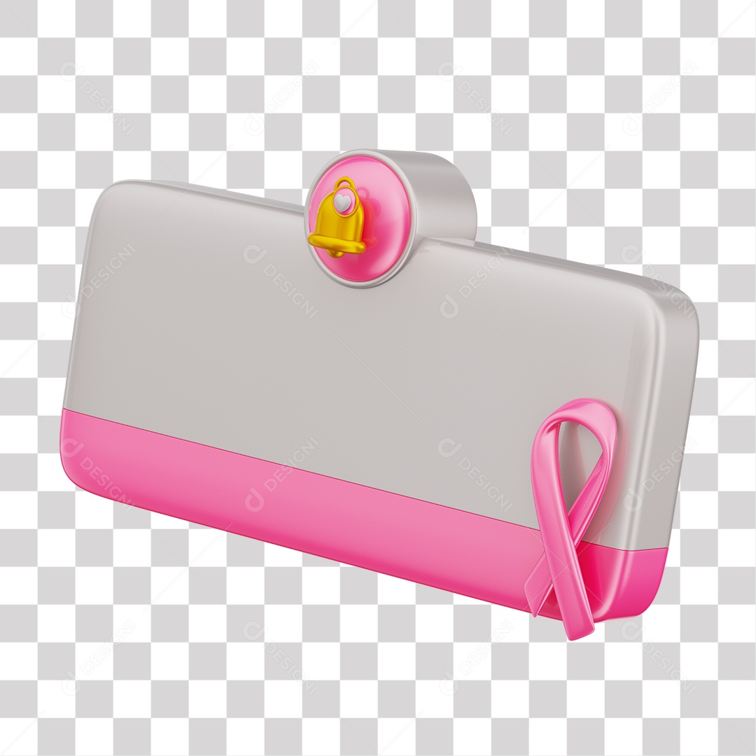 Elemento 3D Tag Lembrete Branco e Rosa Com Laço PNG Transparente