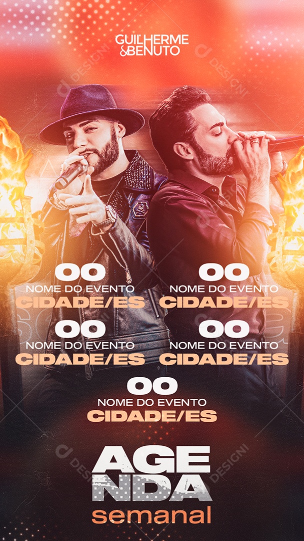 Agenda Semanal Guilherme e Benuto Social Media PSD Editável