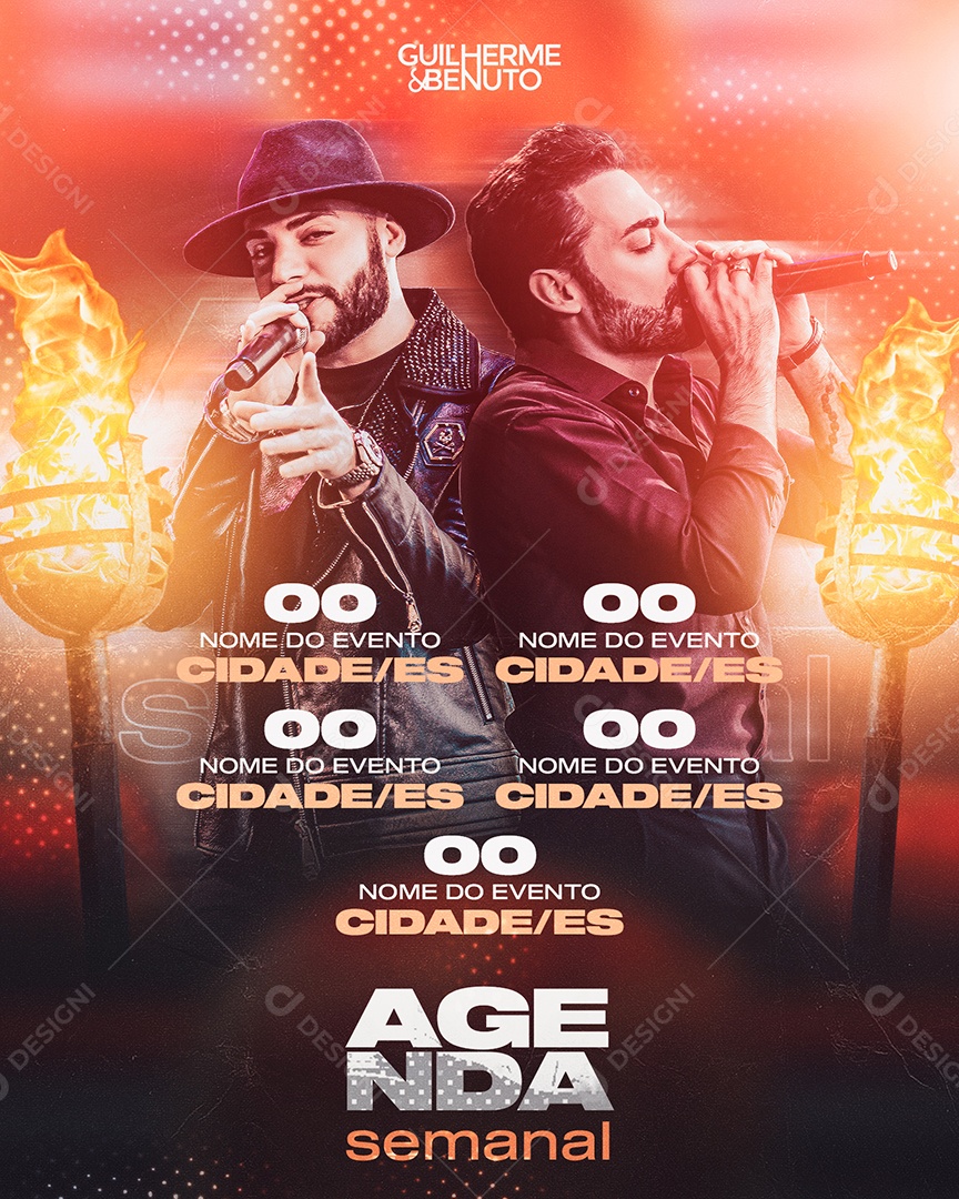 Agenda Semanal Guilherme e Benuto Social Media PSD Editável