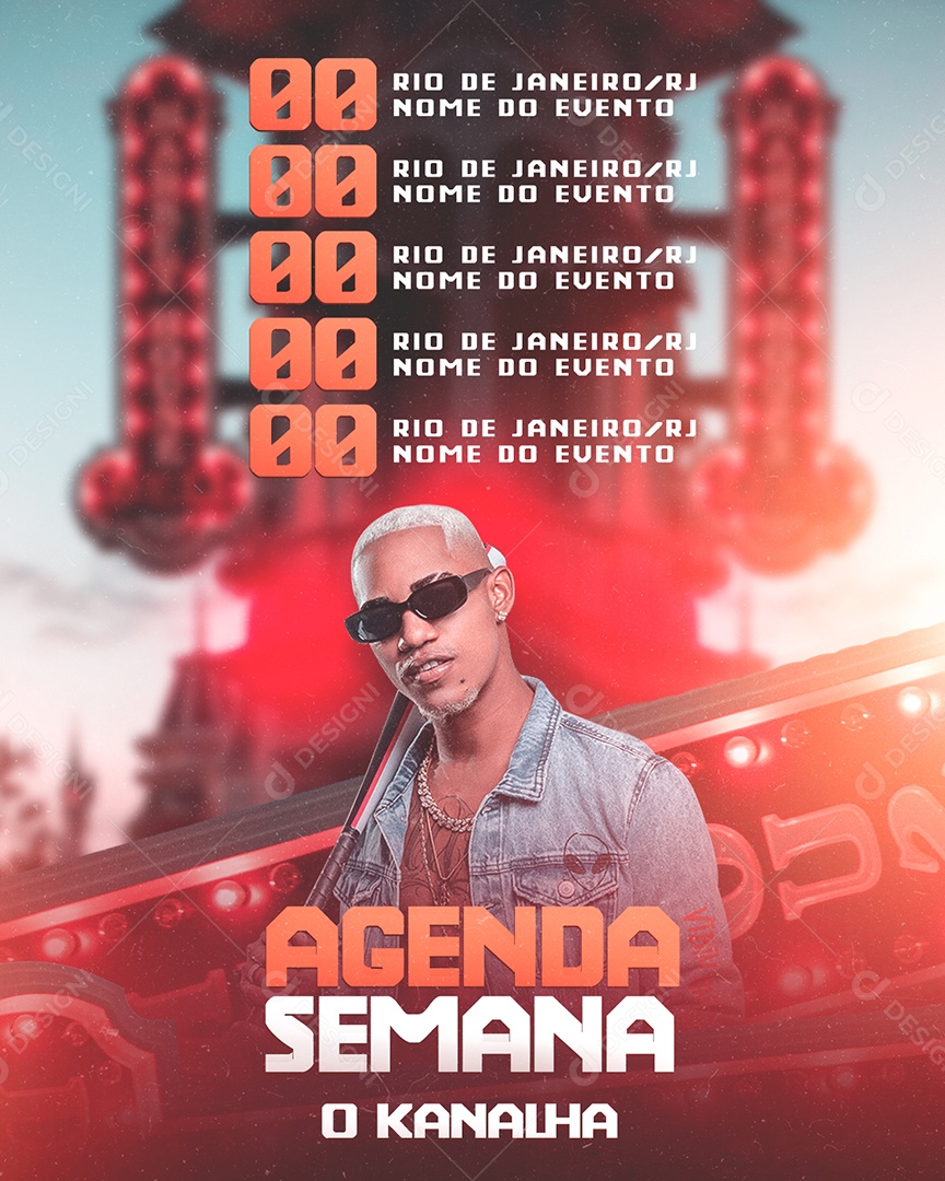 Agenda Semanal O kanalha Shows Social Media PSD Editável
