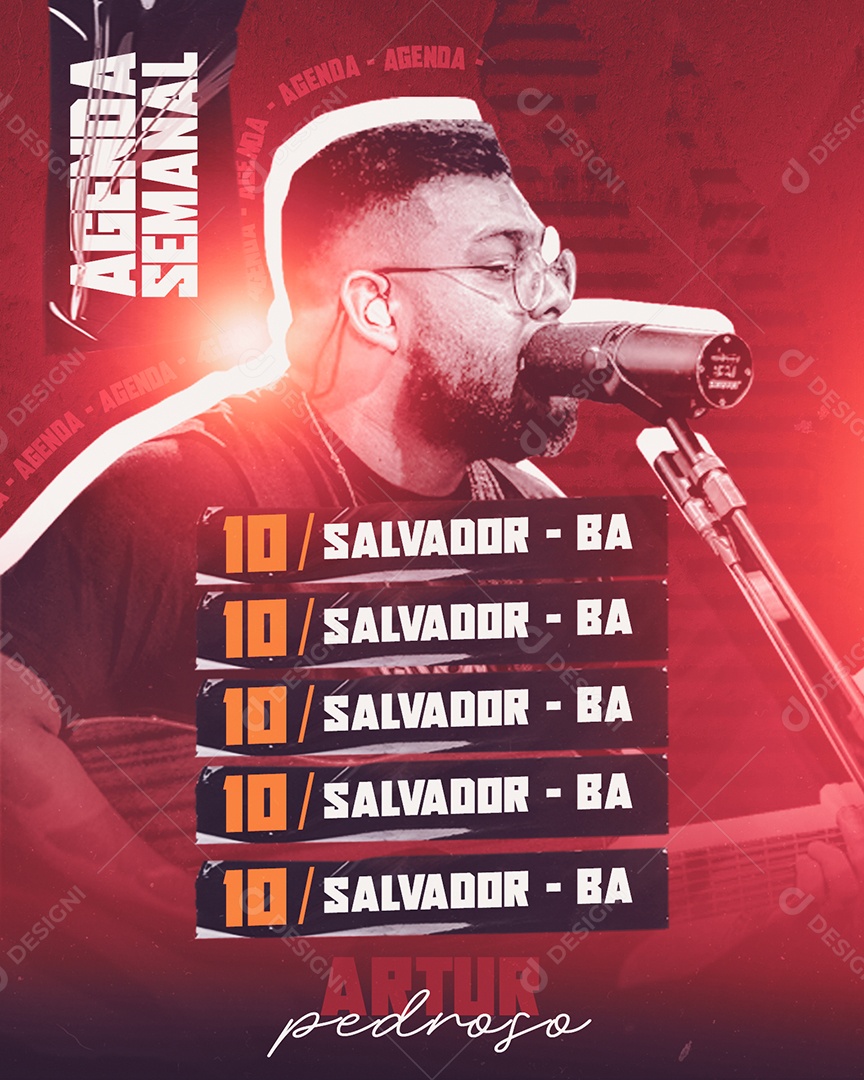 Agenda Semanal O Artur Pedroço Shows Social Media PSD Editável