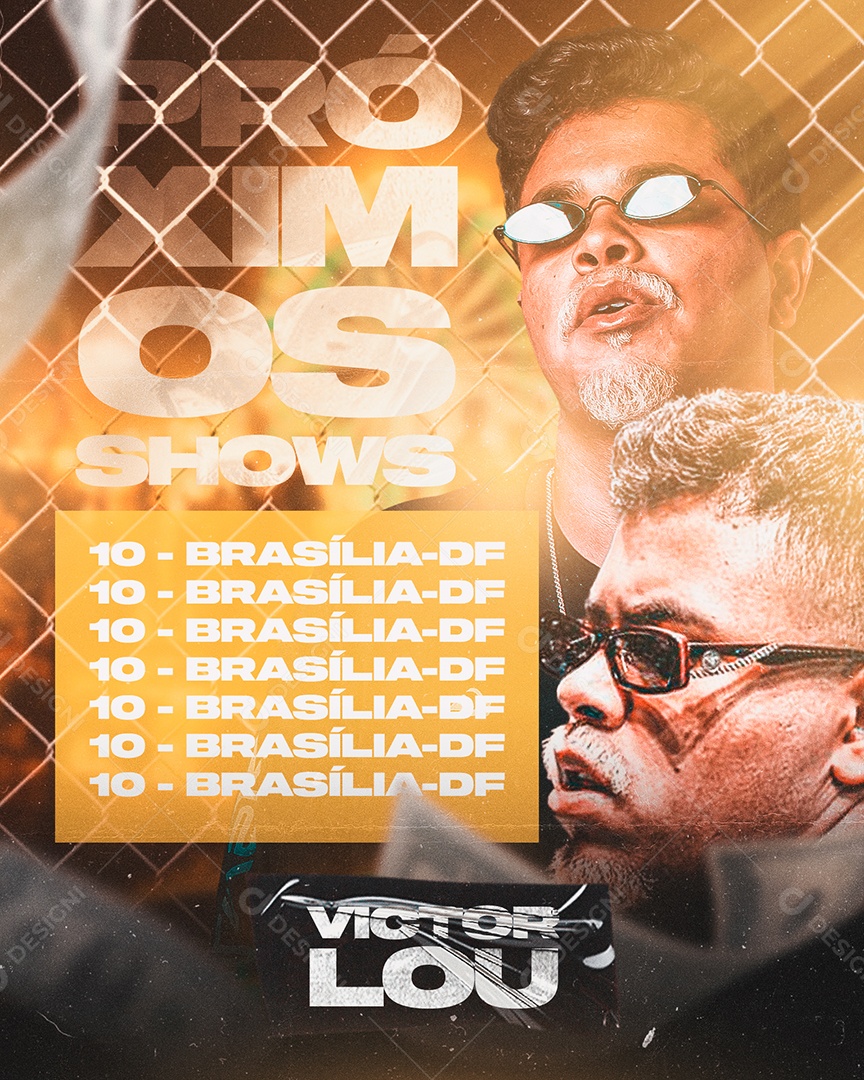 Flyer Próximos Shows Victor Lou Social Media PSD Editável