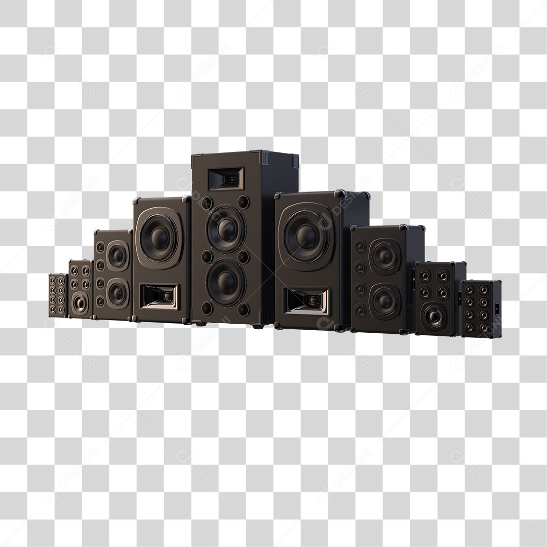 Caixas de Som Mecânico Elemento 3D PNG Transparente