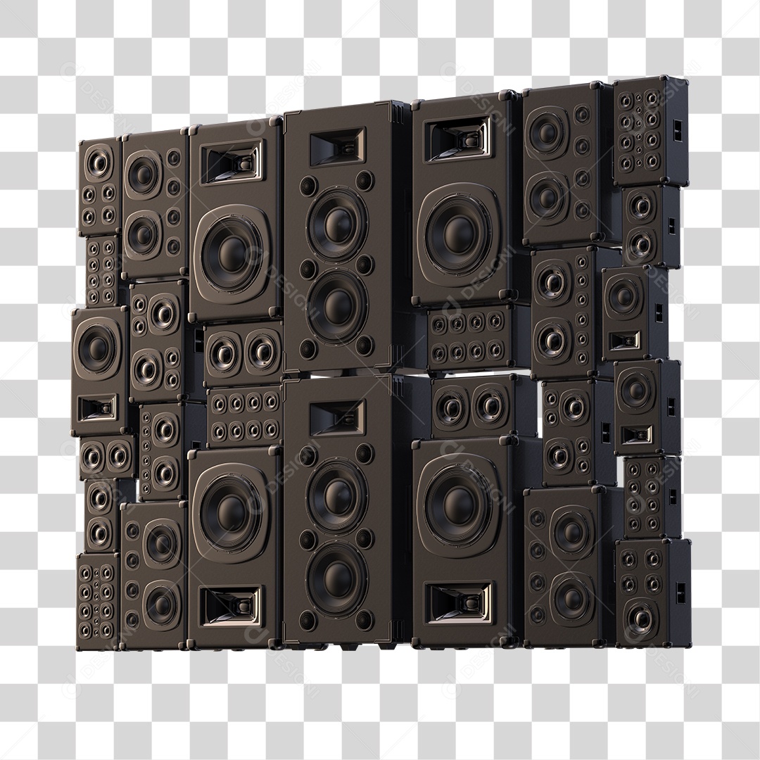 Caixas de Som Mecânico Paredão Elemento 3D PNG Transparente