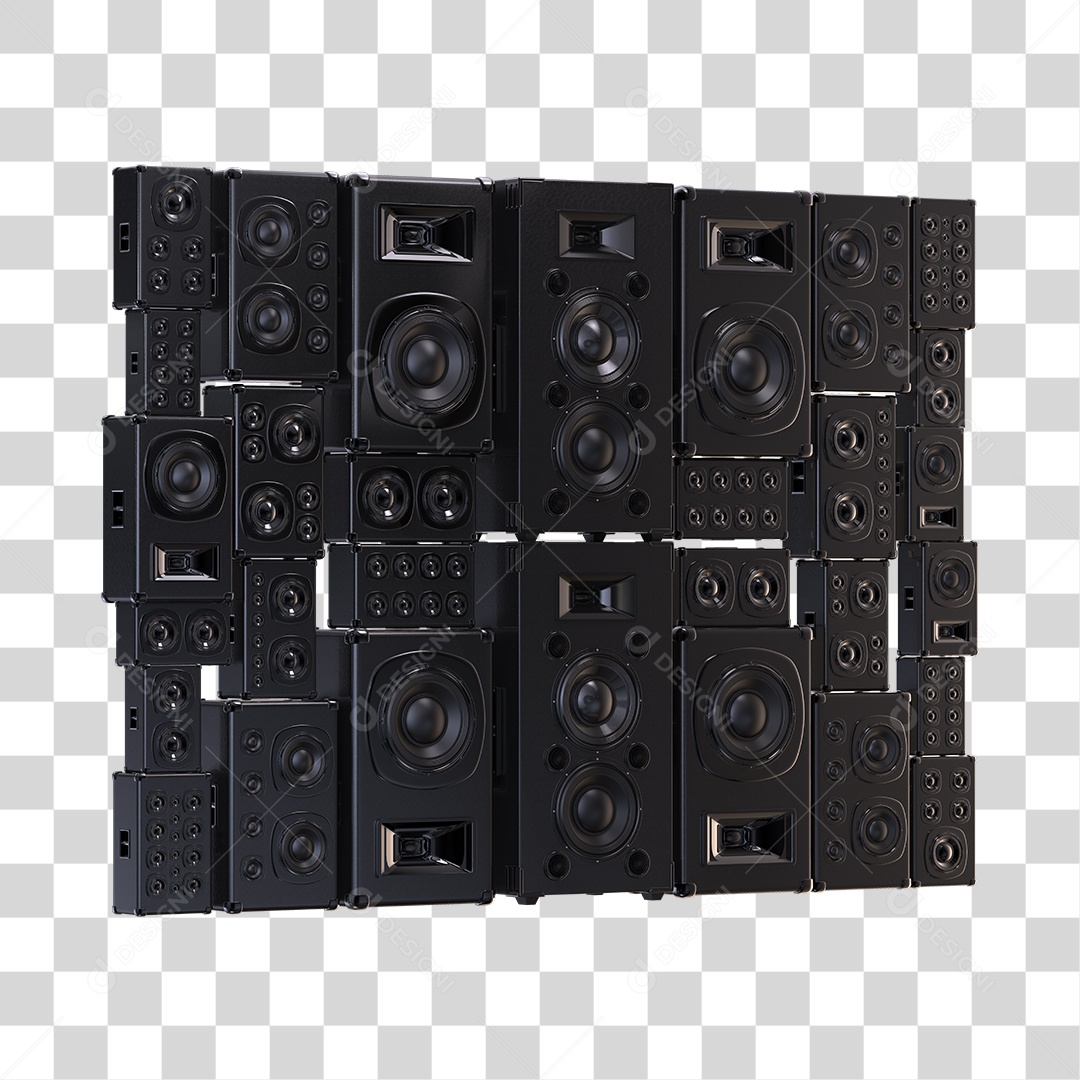 Caixas de Som Mecânico Paredão Elemento 3D PNG Transparente