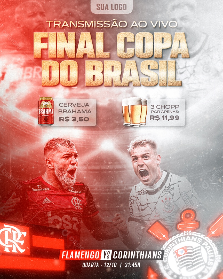 Flyer Final Copa Do Brasil Flamengo Vs Corinthians Social Media PSD Editável