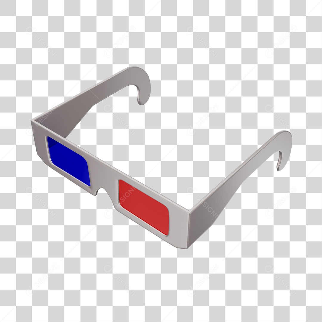 Óculos Branco 3D Com Lentes Vermelhas e Azuis PNG