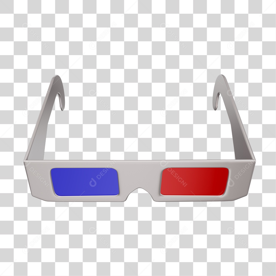 Óculos Branco 3D Com Lentes Vermelhas e Azuis PNG