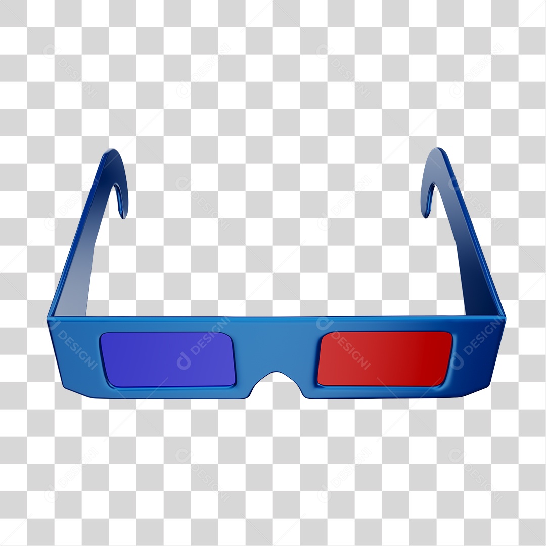 Óculos Azul 3D Com Lentes Vermelhas e Azuis PNG