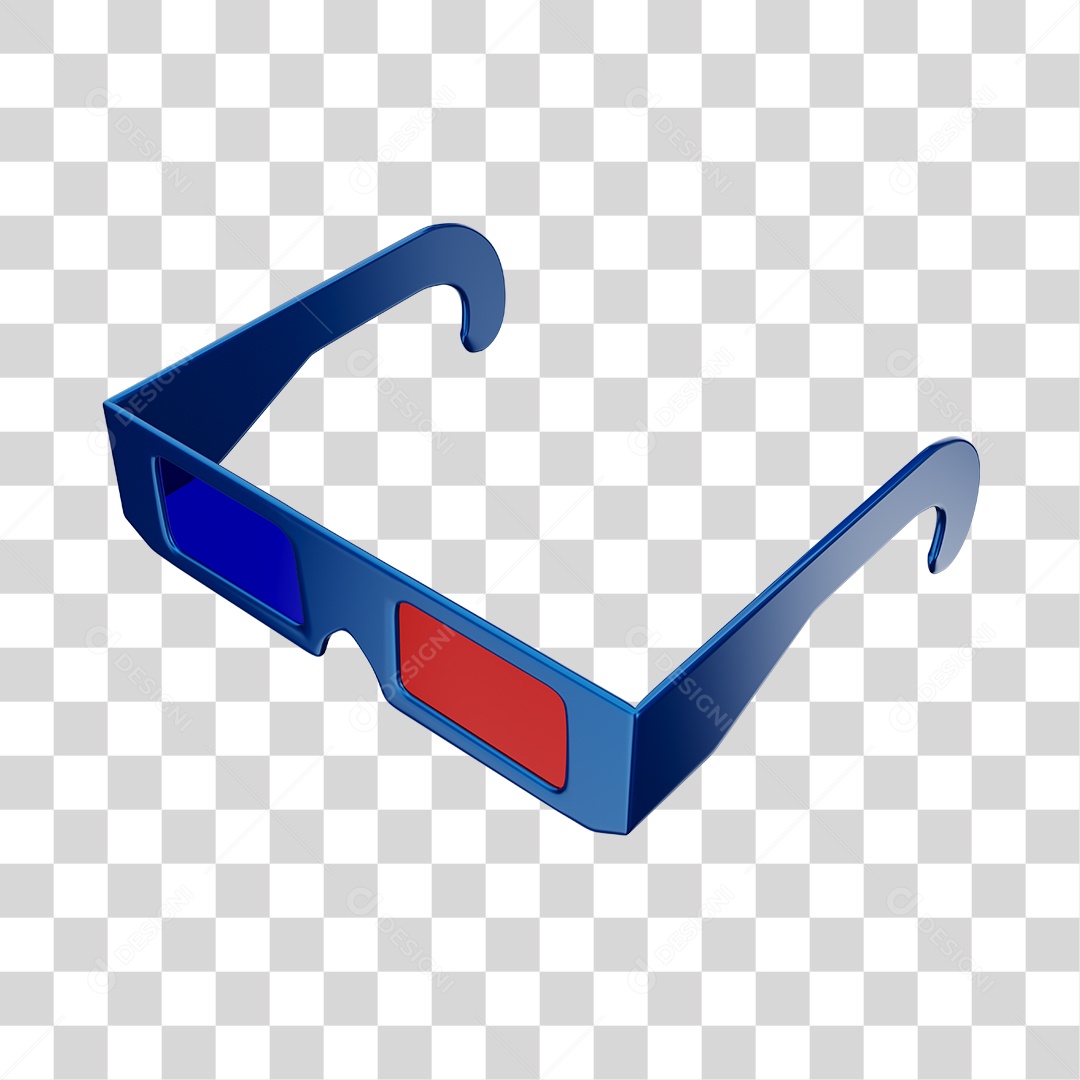 Óculos Azul 3D Com Lentes Vermelhas e Azuis PNG