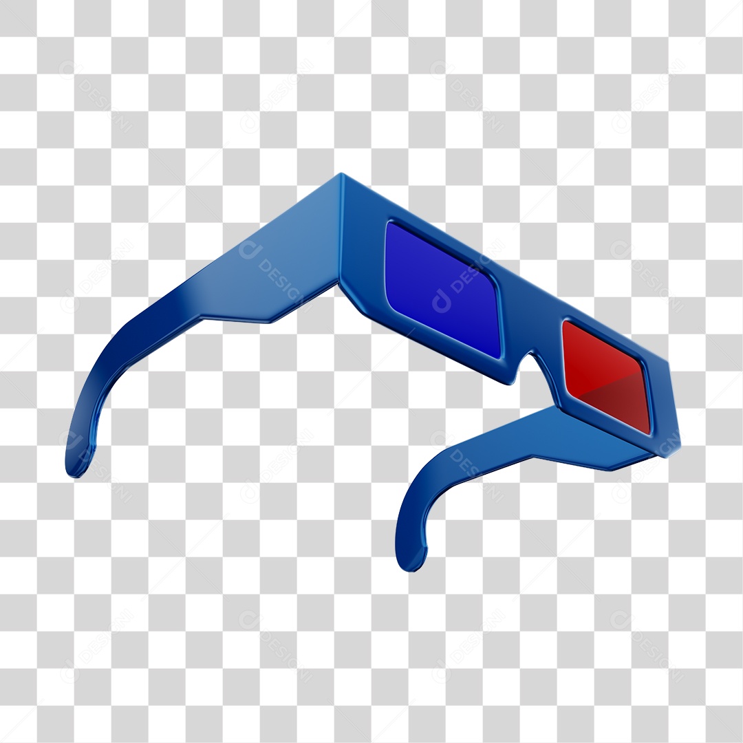 Óculos Azul 3D Com Lentes Vermelhas e Azuis PNG