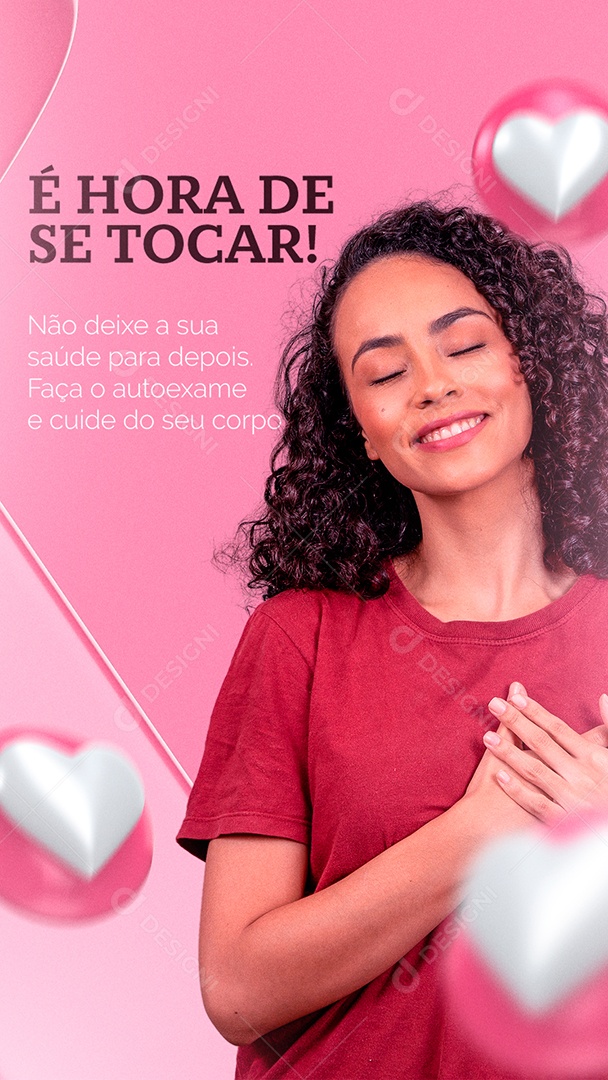 Story É Hora de se Tocar Outubro Rosa Social Media PSD Editável