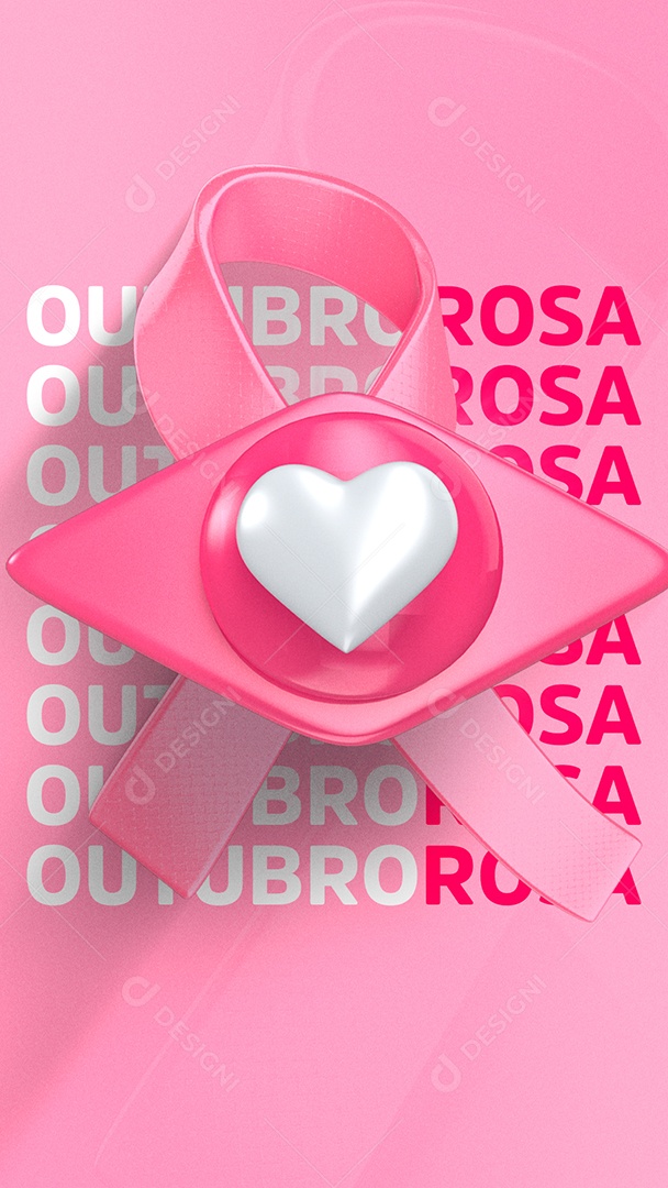 Story Outubro Rosa Mês da Prevenção de Câncer de Mama Social Media PSD Editável