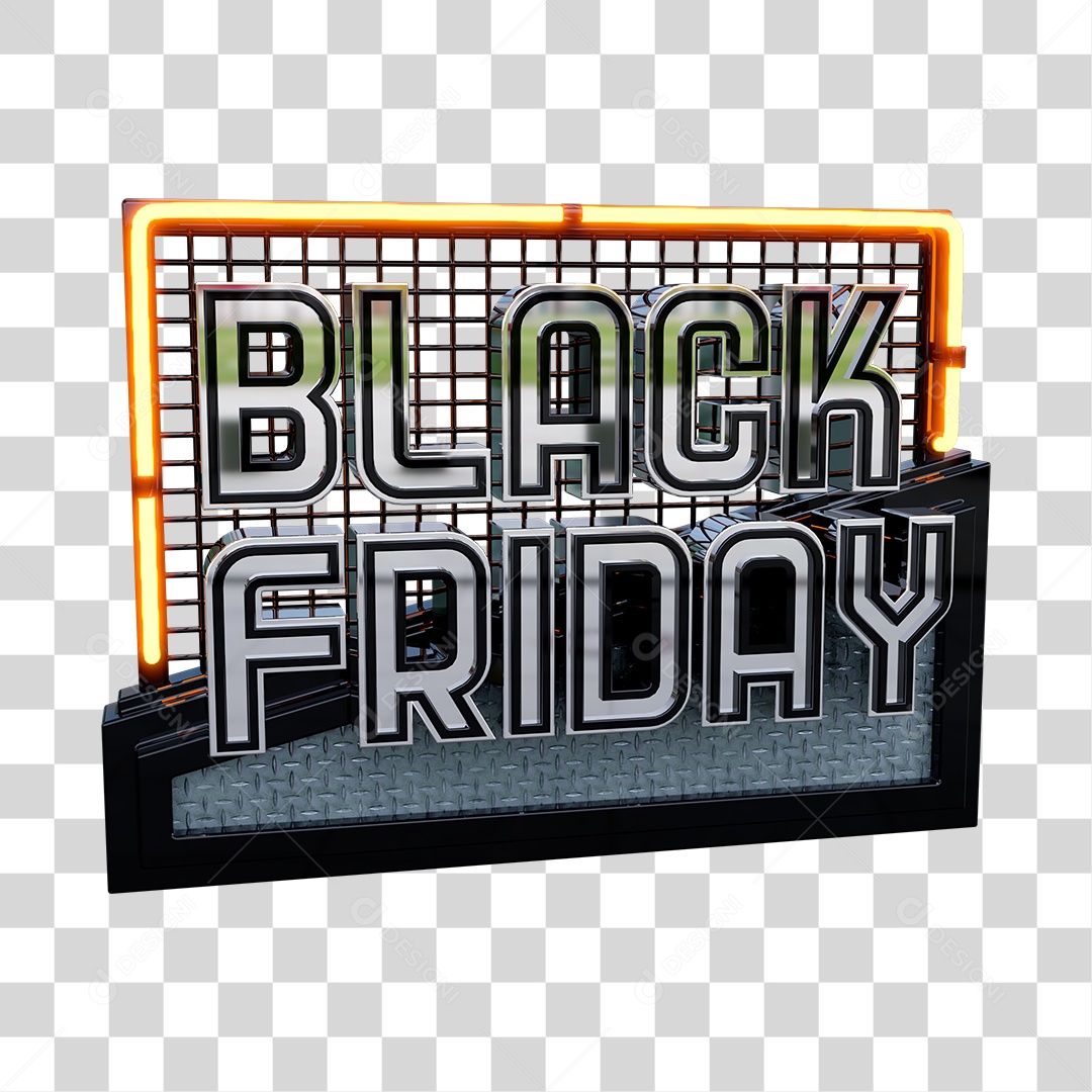 Selo 3D Black Friday Em Pódio Com Grade PSD + PNG