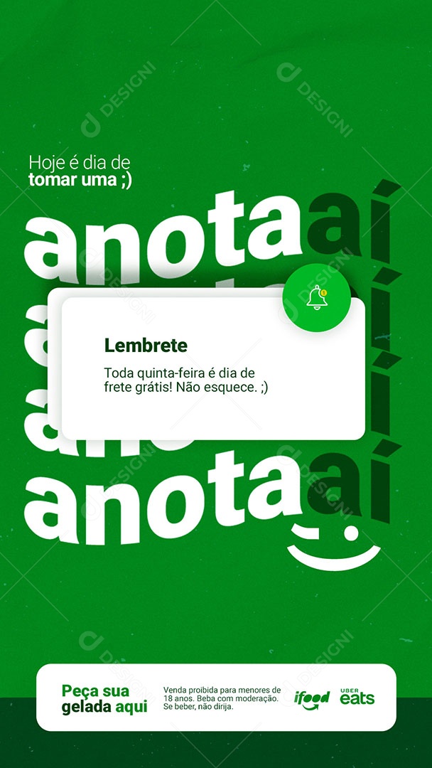 Lembrete Bebias Cerveja Hoje é Dia de Tomar Uma Story Social Media PSD Editável