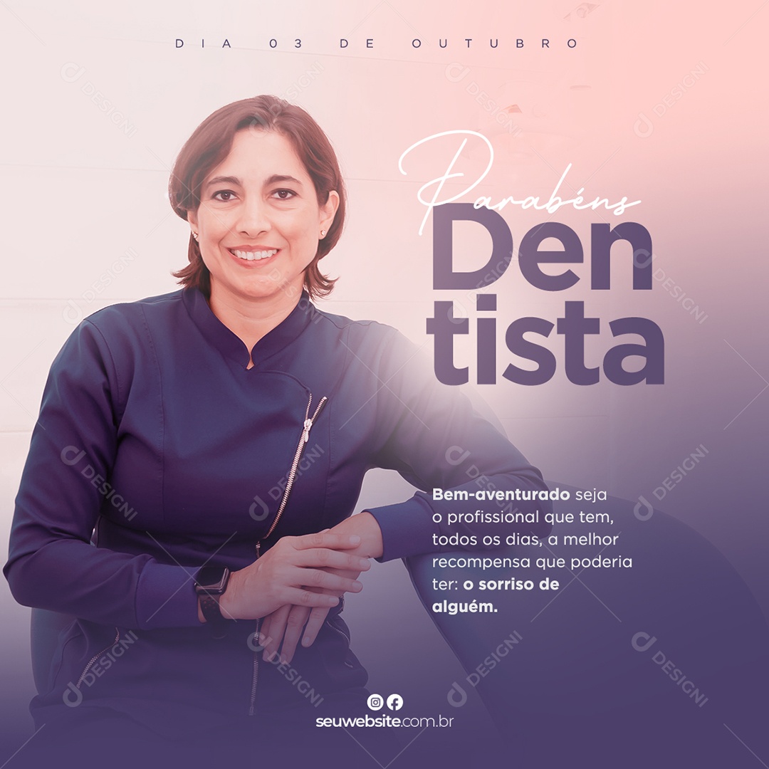Parabéns Dia do Dentista 3 de Outubro Social Media PSD Editável