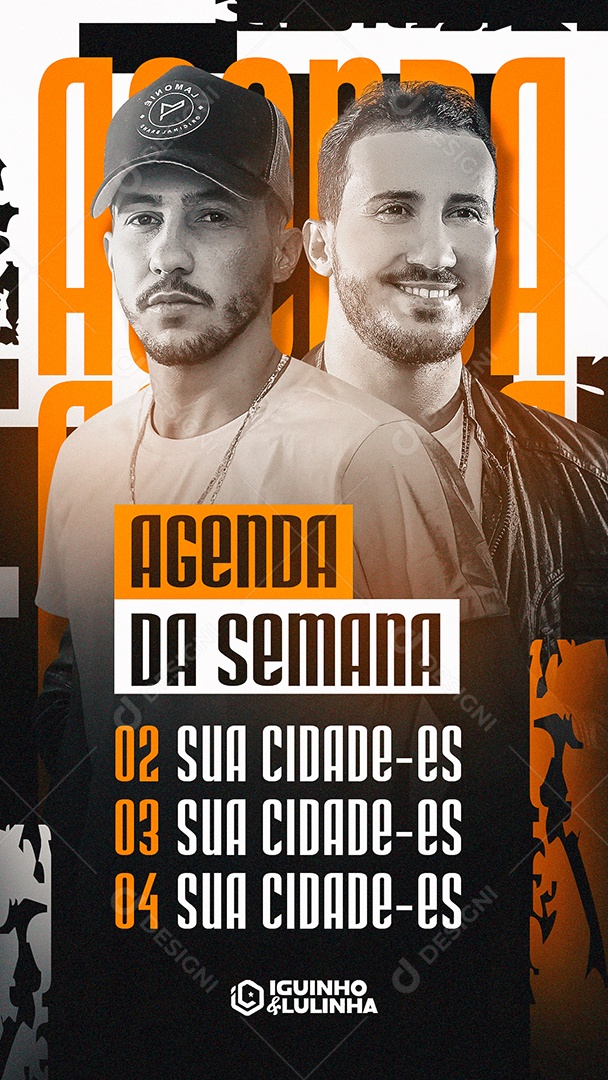 Story Agenda da Semana Iguinho e Lulinha Sertanejo Flyer Social Media PSD Editável