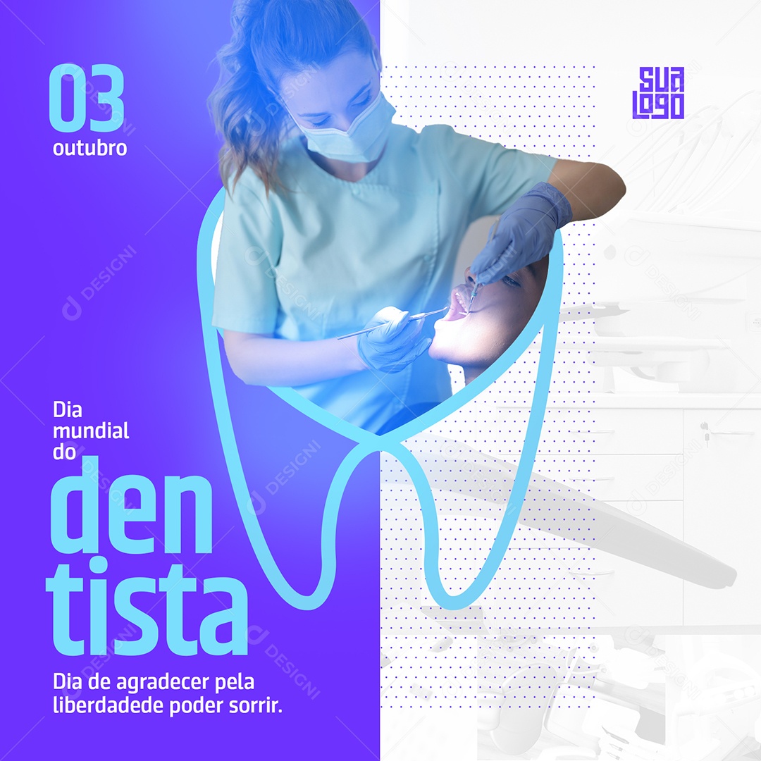 Dia de Agradecer pela Liberdade Dia do Dentista Social Media PSD Editável