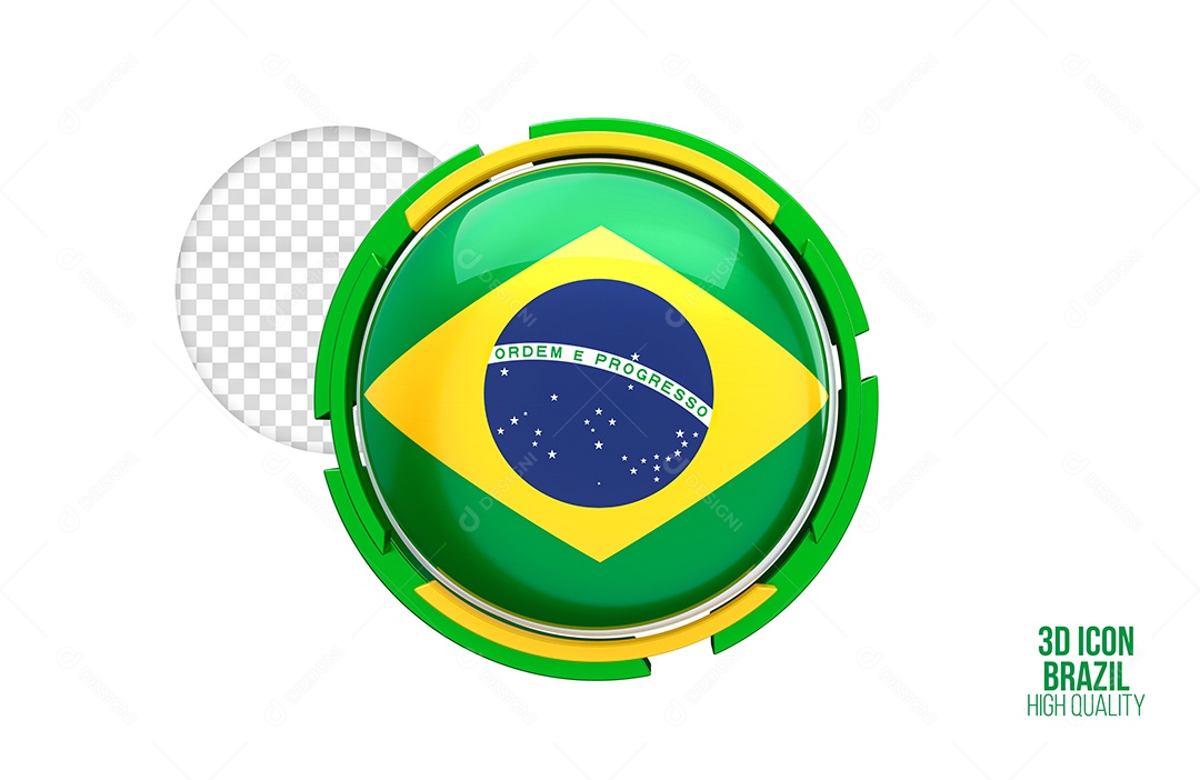 Ícone 3D do Brasil Elemento para composição PSD