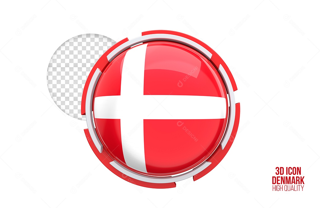 Ícone 3D do Dinamarca Elemento para composição PSD