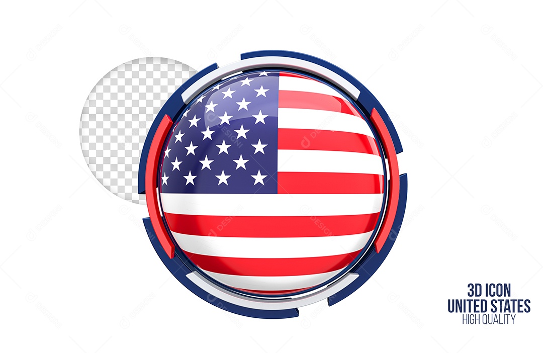 Ícone 3D dos Estados Unidos Elemento para composição PSD