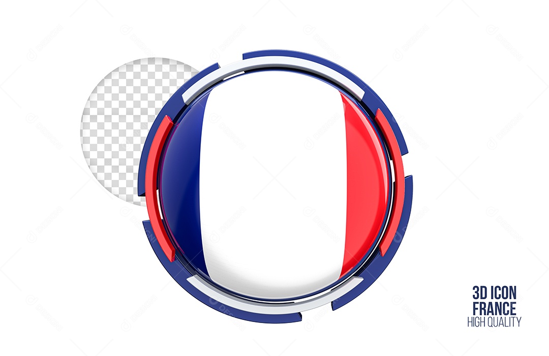 Ícone 3D da França Elemento para composição PSD