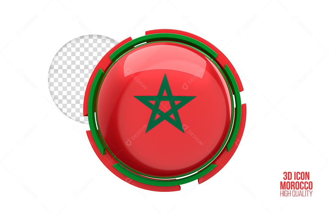 Ícone 3D de Marrocos Elemento para composição PSD