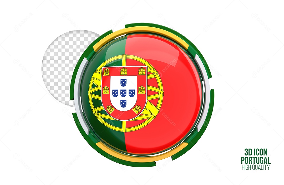Ícone 3D de Portugal Elemento para composição PSD