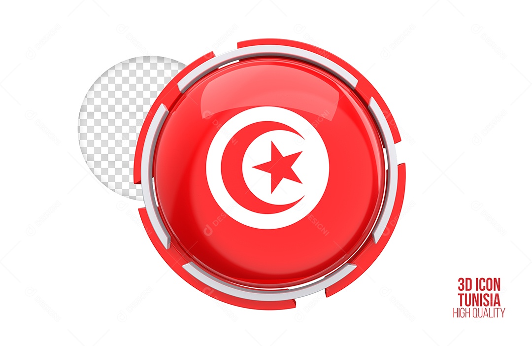 Ícone 3D do Tunísia Elemento para composição PSD