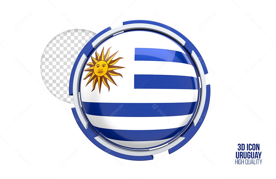 Ícone 3D do Uruguai Elemento para composição PSD