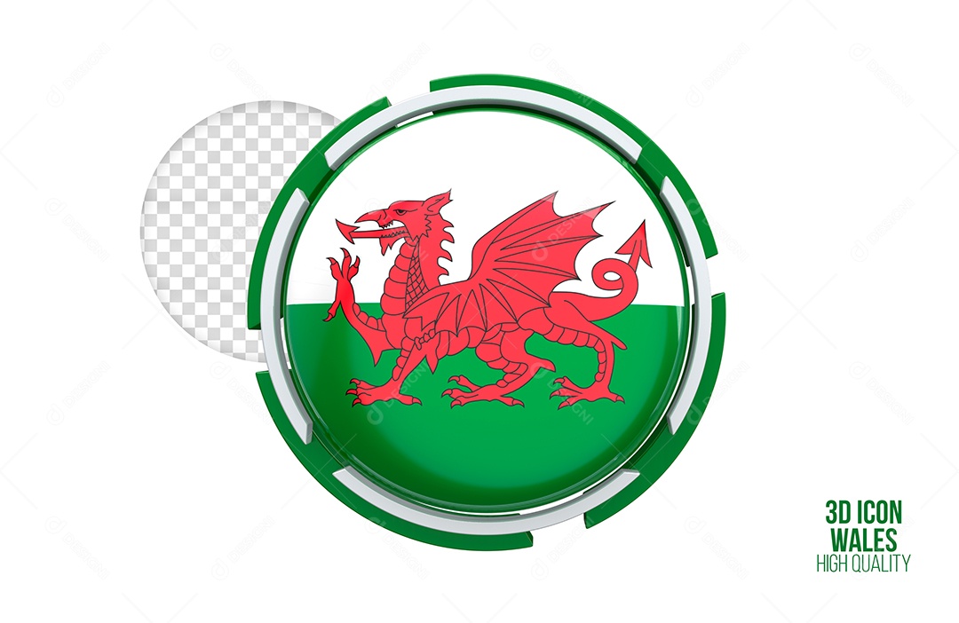 Ícone 3D de Gales para composição PSD