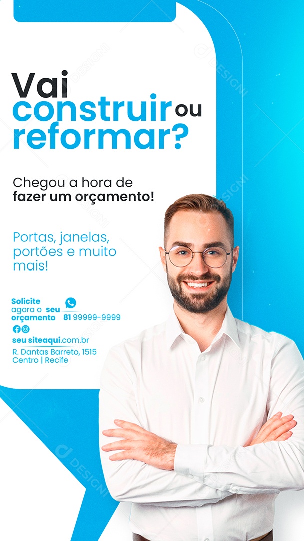 Story Vai Construir ou Reformar Serralheria Social Media PSD Editável