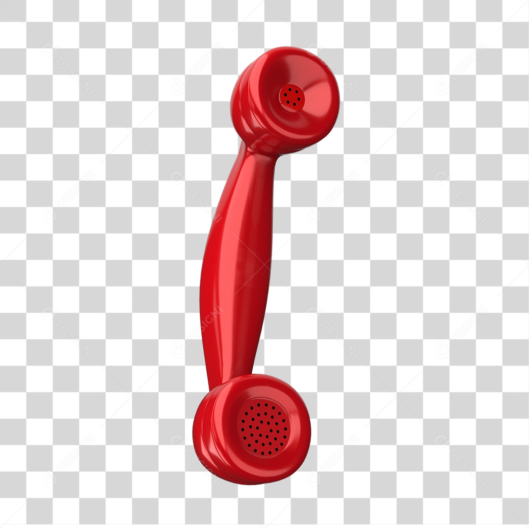 Telefone Fixo Vermelho Elemento 3D PNG