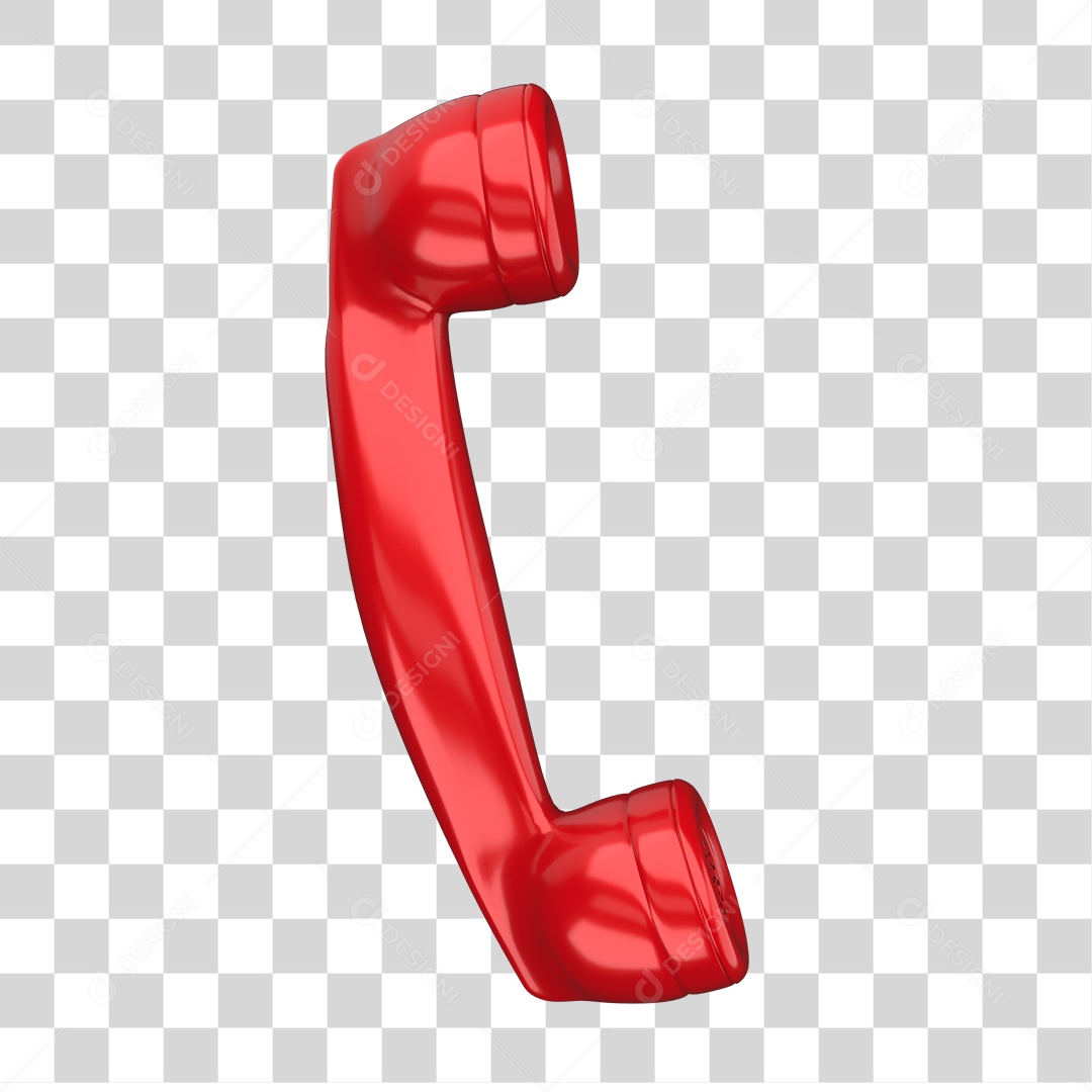 Telefone Fixo Vermelho Elemento 3D PNG