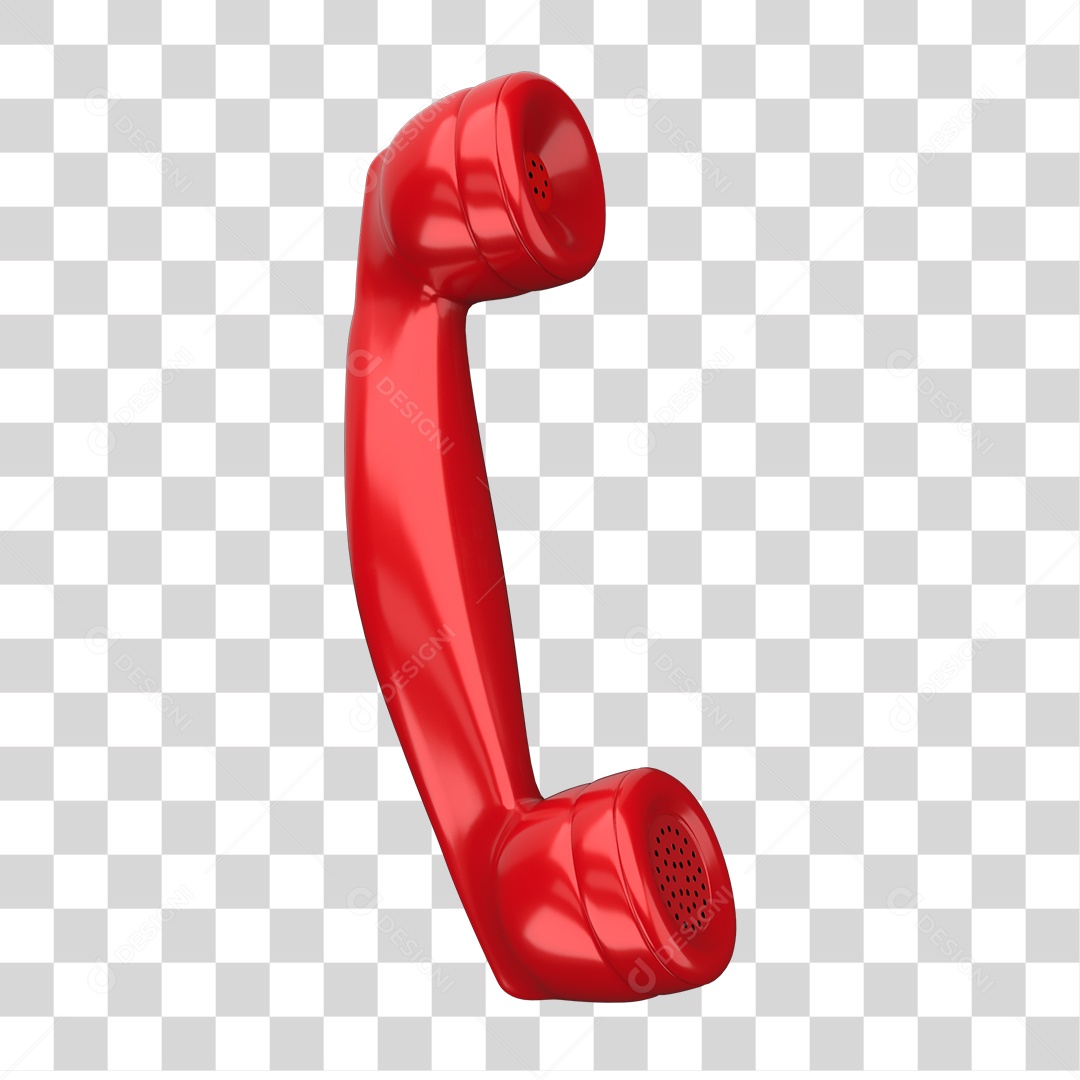 Telefone Fixo Vermelho Elemento 3D PNG