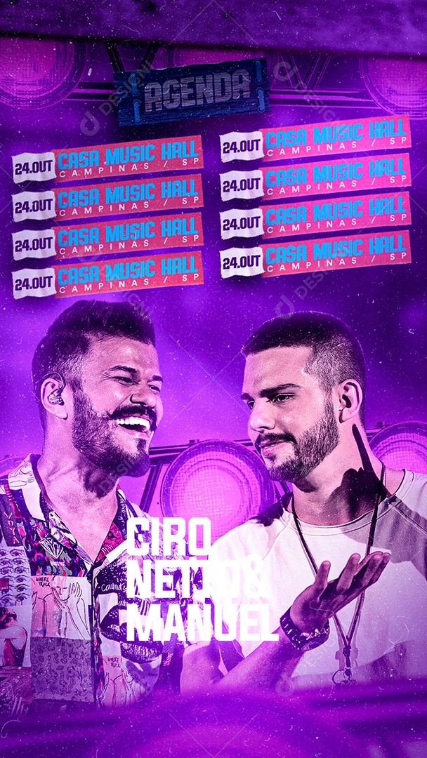Story Agenda Ciro Netto e Manuel Flyer Social Media PSD Editável