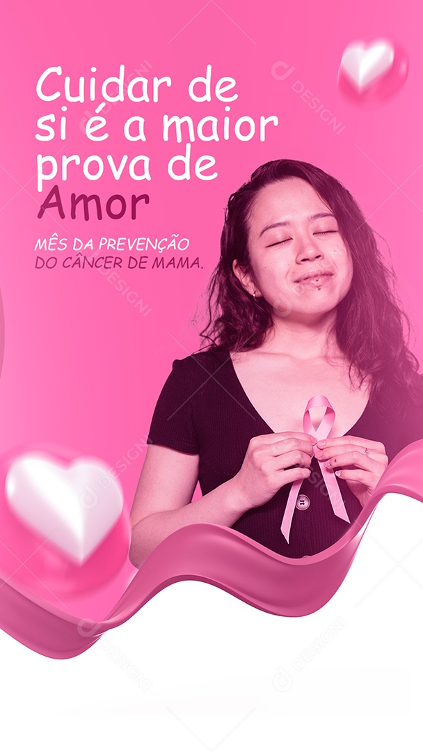 Story Cuidar de si é a Maior Prova de Amor Outubro Rosa Social Media PSD Editável