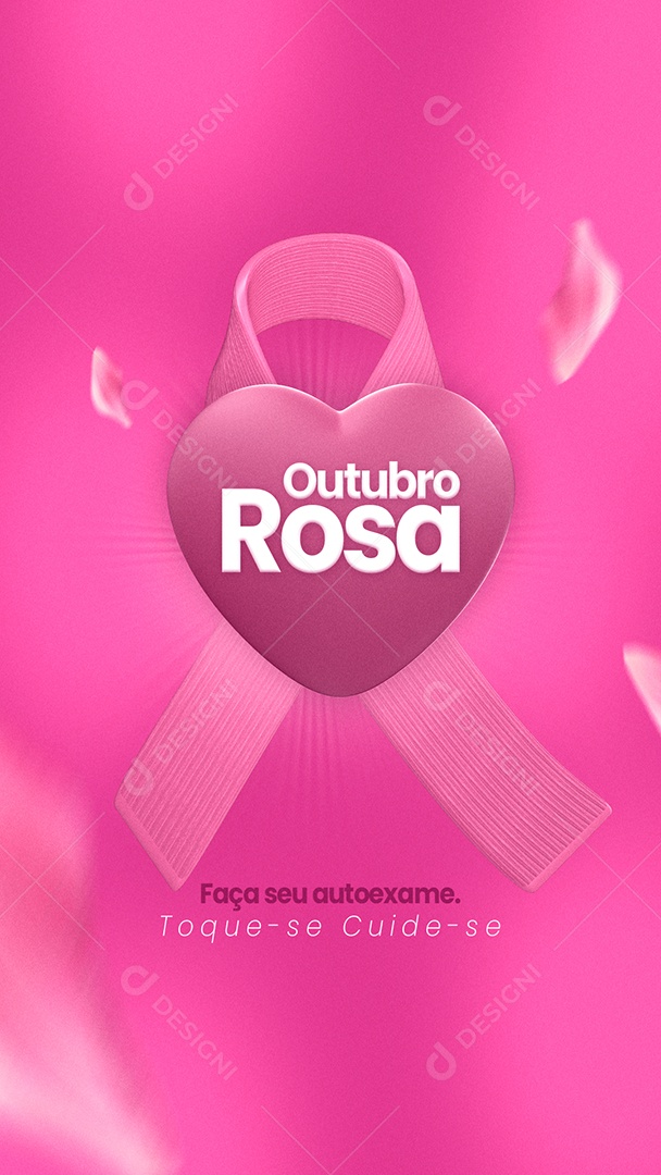 Story Faça seu Autoexame Toque se Cuide Se Outubro Rosa Social Media PSD Editável